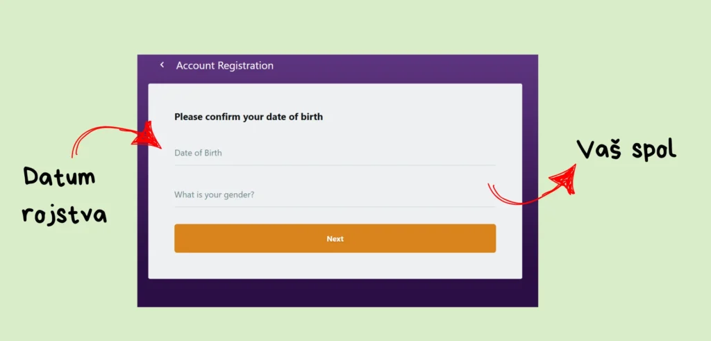 Datum rojstva in spol v igralnici