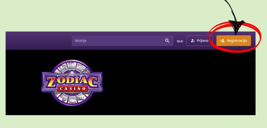 Registracija Zodiac Casino