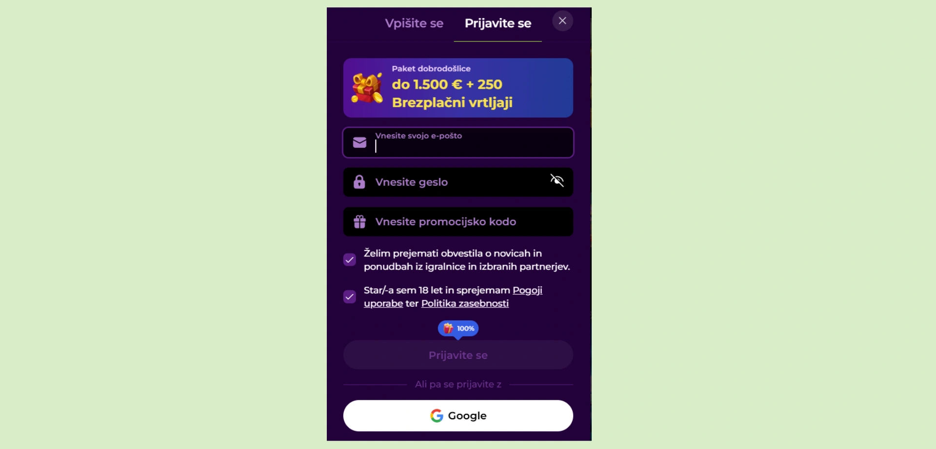 Vnesite osnovne podatke