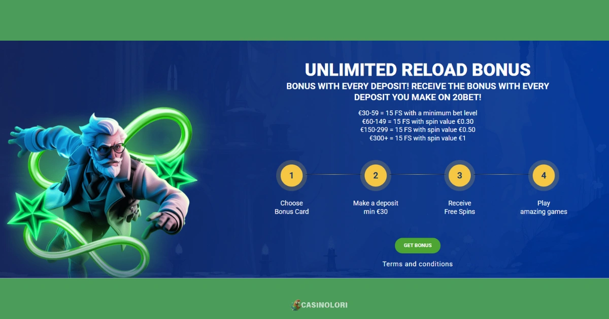20Bet Casino unlimited bonus