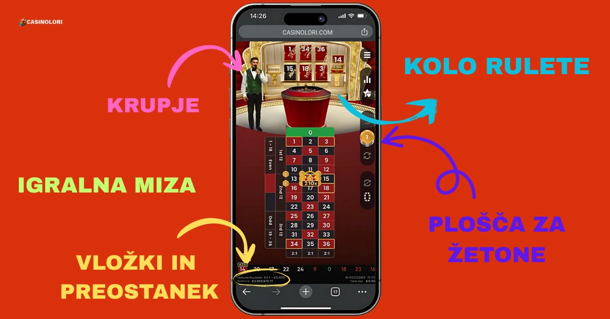 Izgled rulete na spletu
