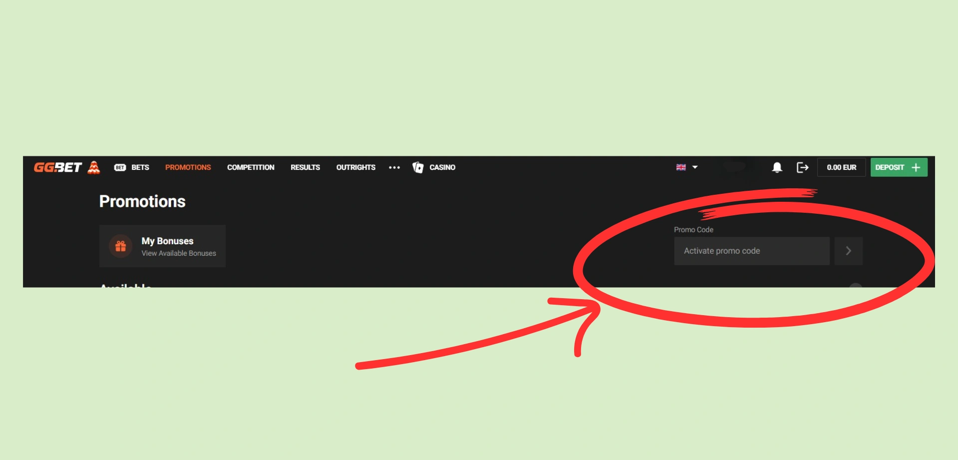 Aktiviranje promocijske kode na GGBET