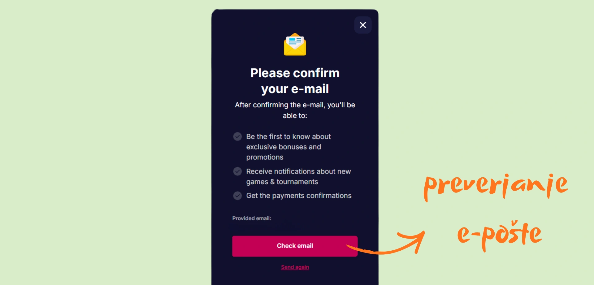 NV Casino potrditev e-pošte