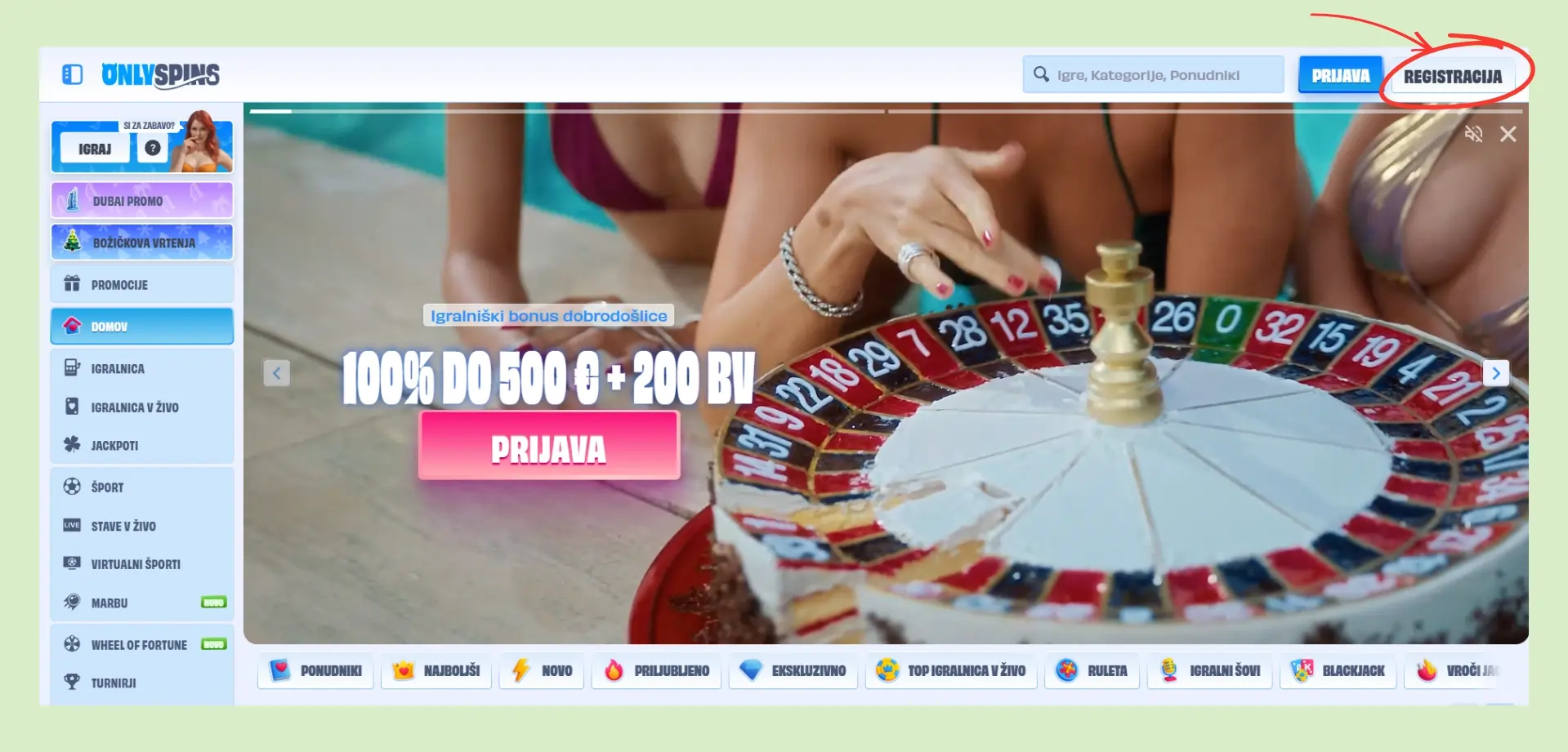 OnlySpins Casino registracija