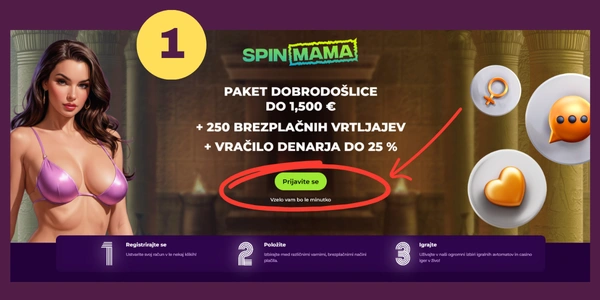 Registrirajte se v igralnici Spinmama