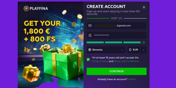 Playfina bonus 150% s kodo