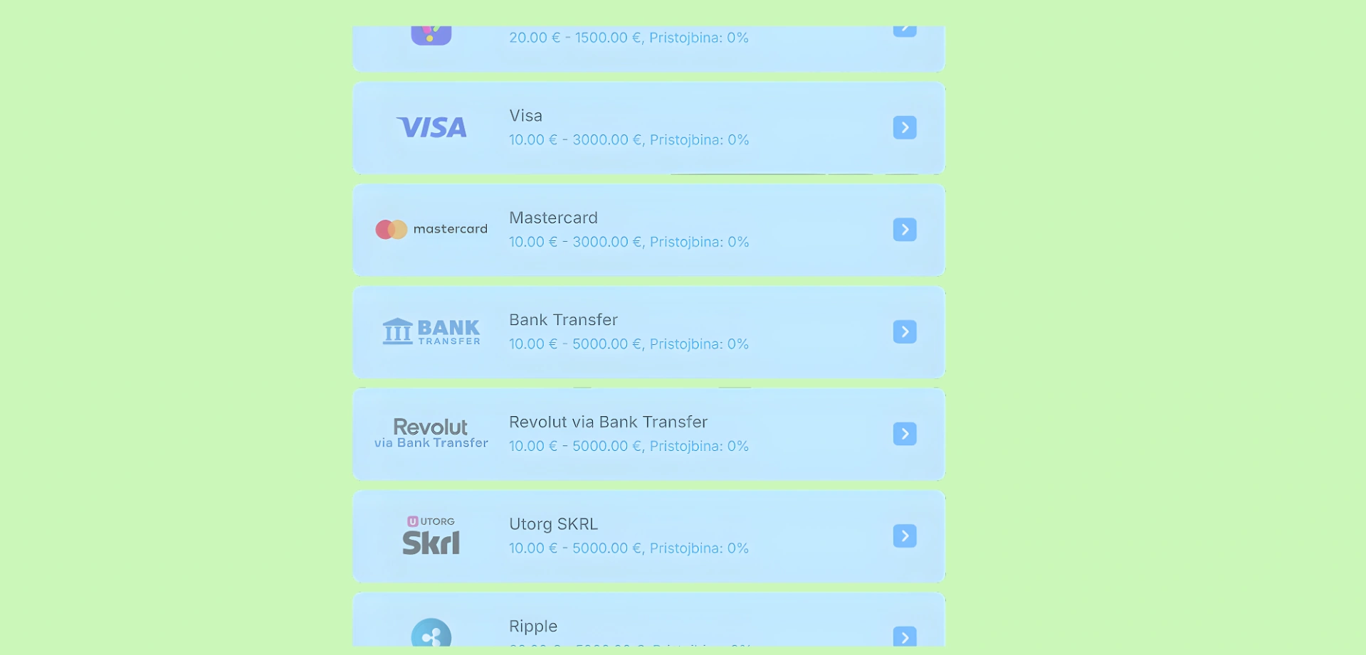 Izbira metode izplačila