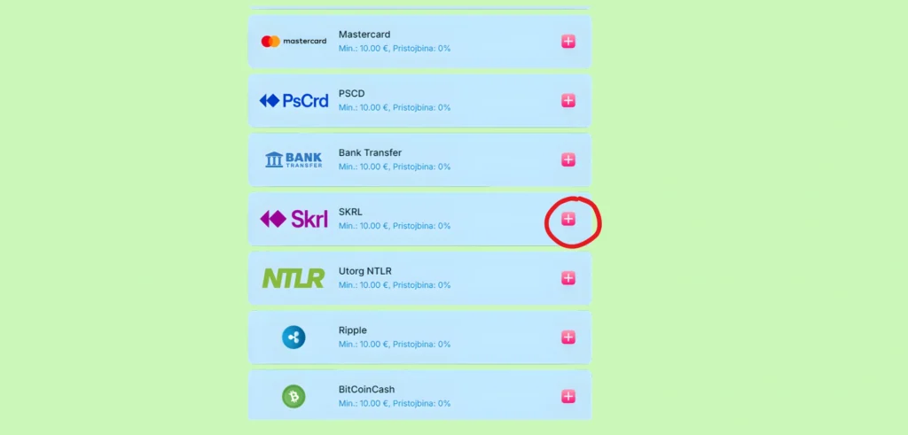 Izbira plačilne metode v casino