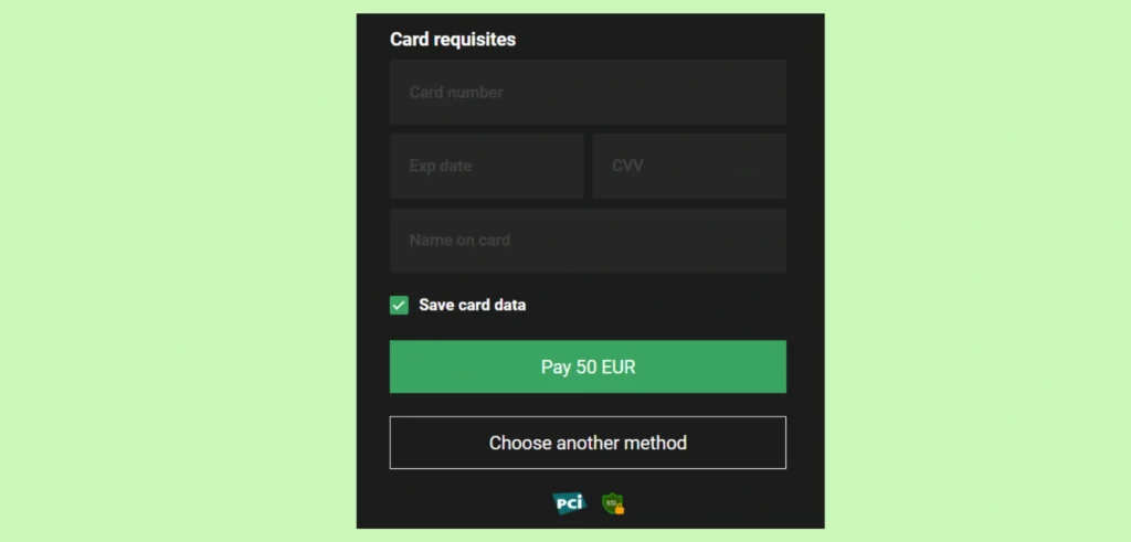 Vnos podatkov v Visa igralnico