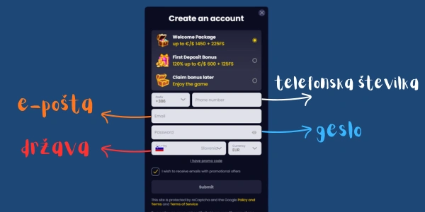 SlotsGem Casino registracija