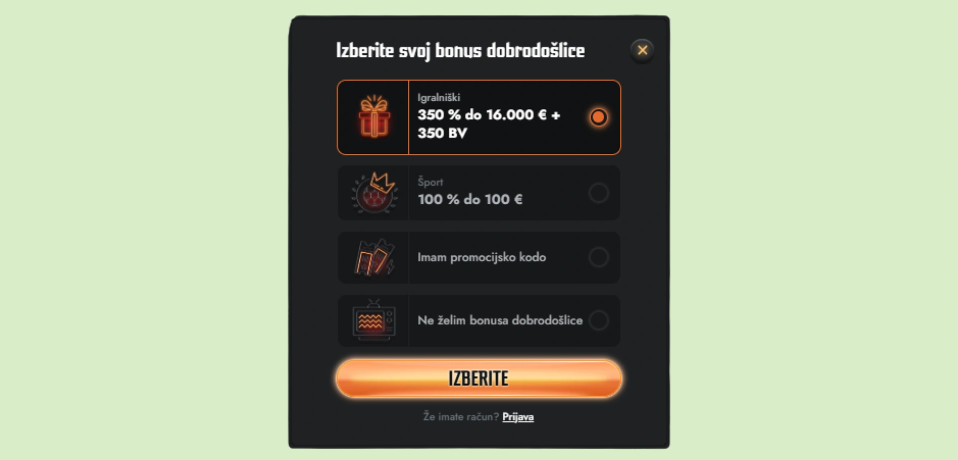 Gransino bonus 16 000 € in 350 BV