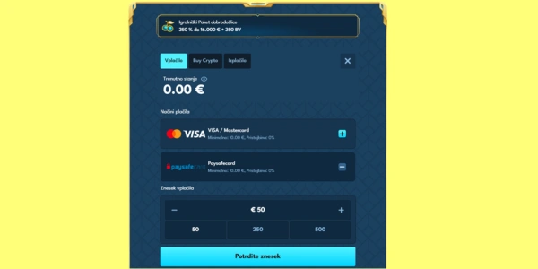 Izberite Paysafecard metodo