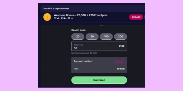 Izberite Skrill kot plačilno metodo
