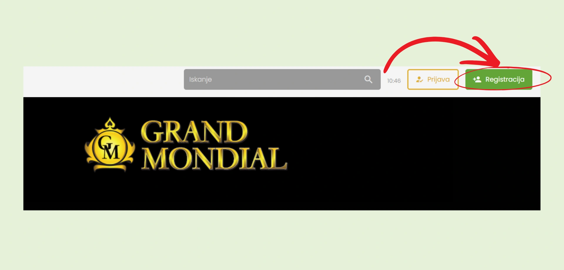 Ustvarite Grand Mondial Casino račun