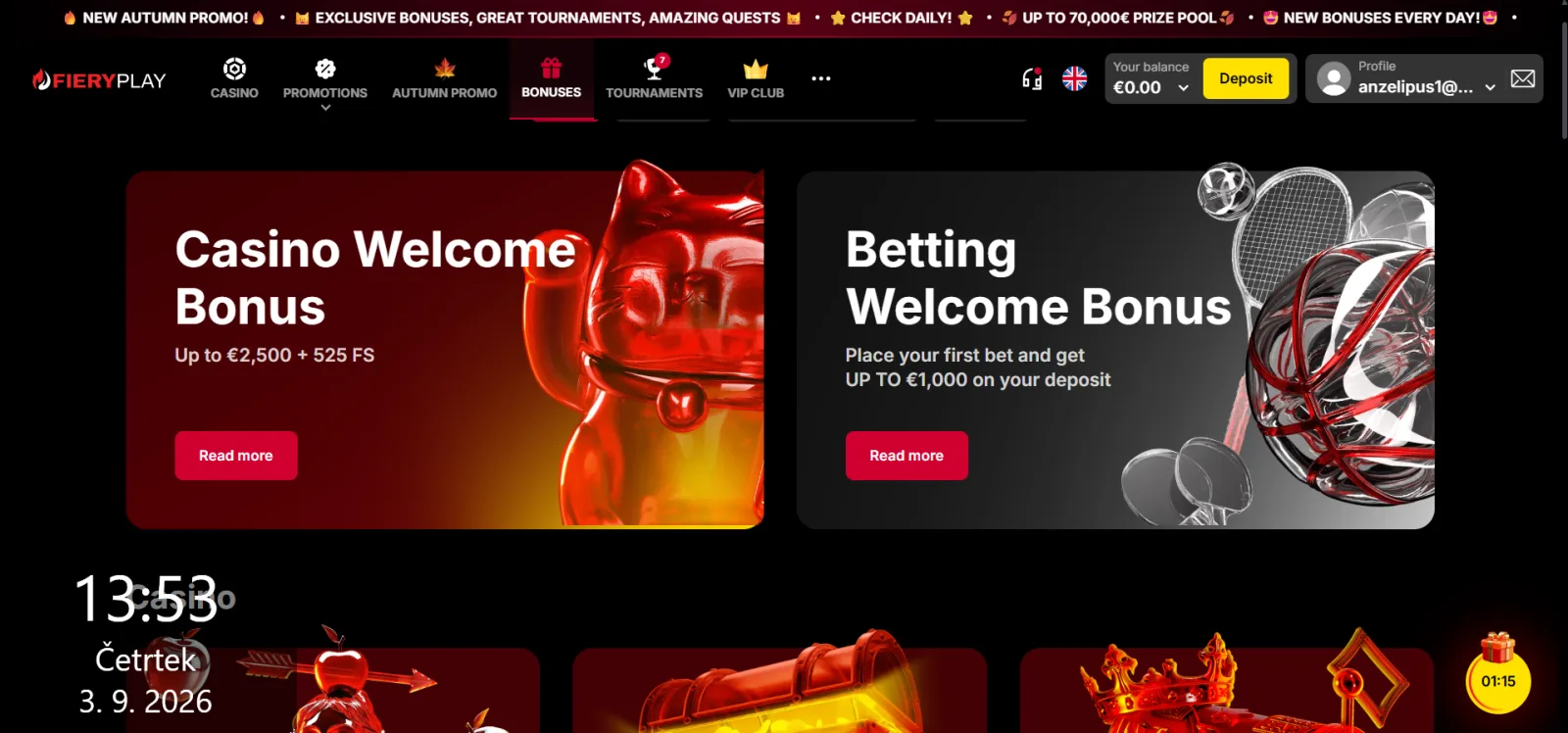 FieryPlay casino bonus do 2500 € in športni bonus do 1000 €